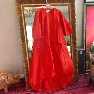 Asos Curve Orange Tiered Midi Dress